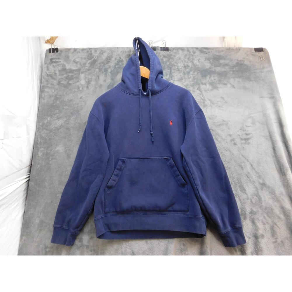 Polo Ralph Lauren Hoodie Mens L Blue Pullover Hooded Fleece Embroidered Logo